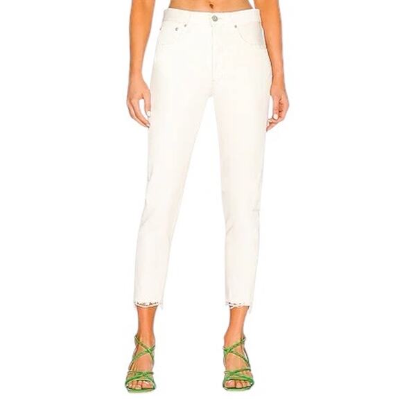 Mother Superior The Lace Up Dazzler Ankle Chew Jeans Almost Innocent White 30 - Picture 1 of 10